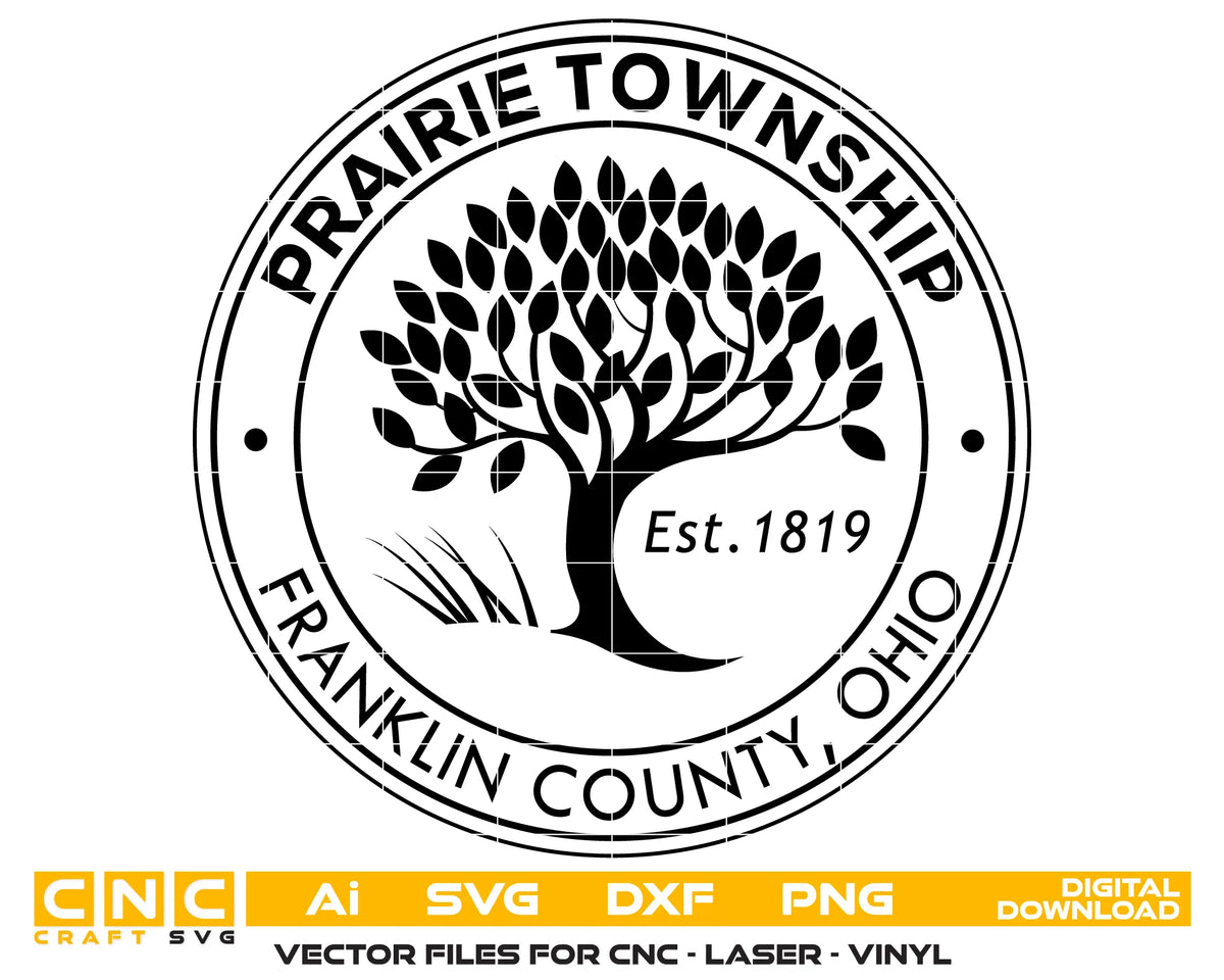 Seal Of Prairie Township Franklin County Ohio SVG Tree Emblem Vector