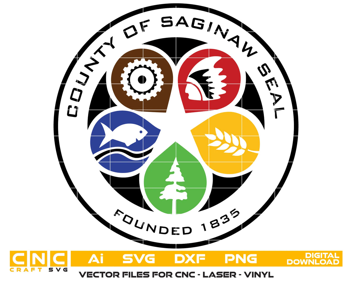 Seal of Saginaw County Michigan SVG Color Vector