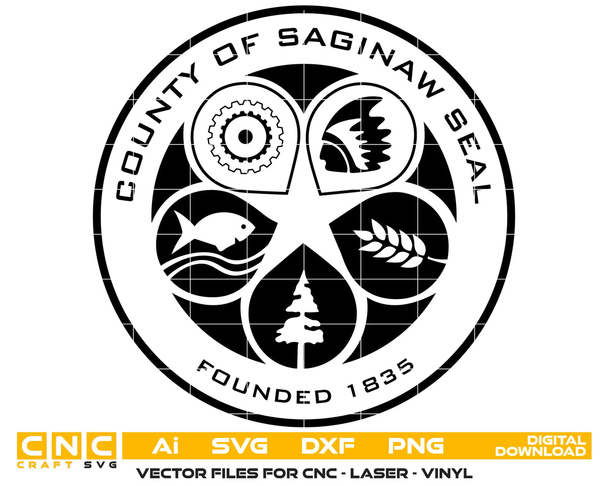 Seal of Saginaw County Michigan SVG Law Enforcement Vector