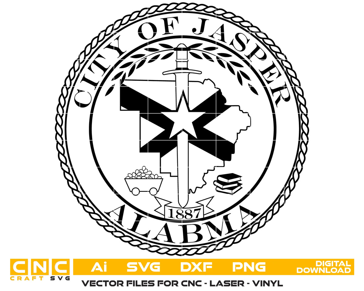 Seal Of The City Of Jasper Alabama SVG City Vector