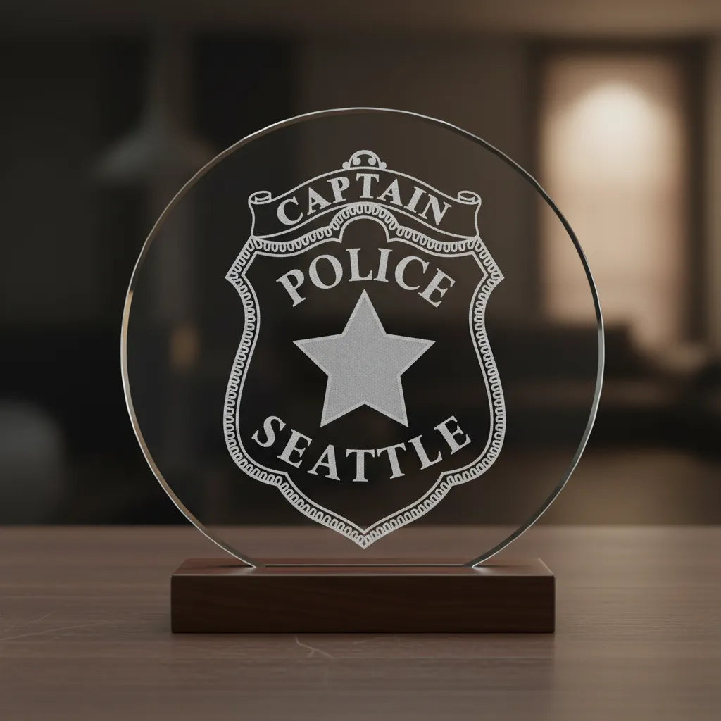 Seattle Police Captain Badge SVG

Washington Law Enforcement Vector

Captain Badge Engraving File

Seattle Police Sign CNC File

Police Shield Vector for Laser Cutting