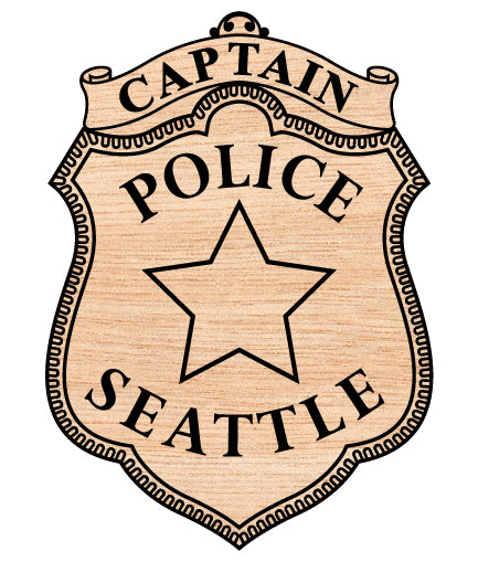 Seattle Police Captain Badge SVG

Washington Law Enforcement Vector

Captain Badge Engraving File

Seattle Police Sign CNC File

Police Shield Vector for Laser Cutting