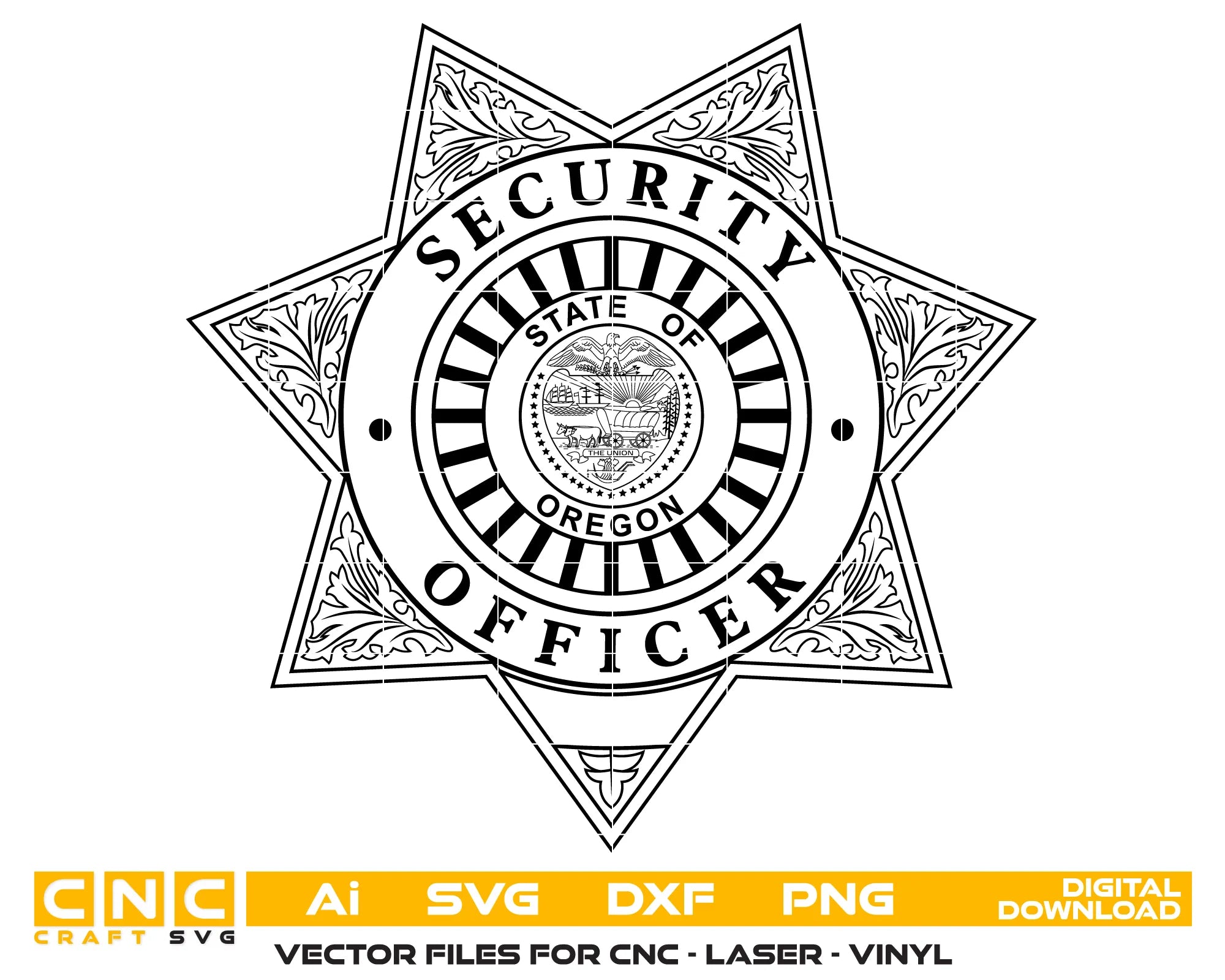 Security Officer Badge Oregon SVG State Seal Vector