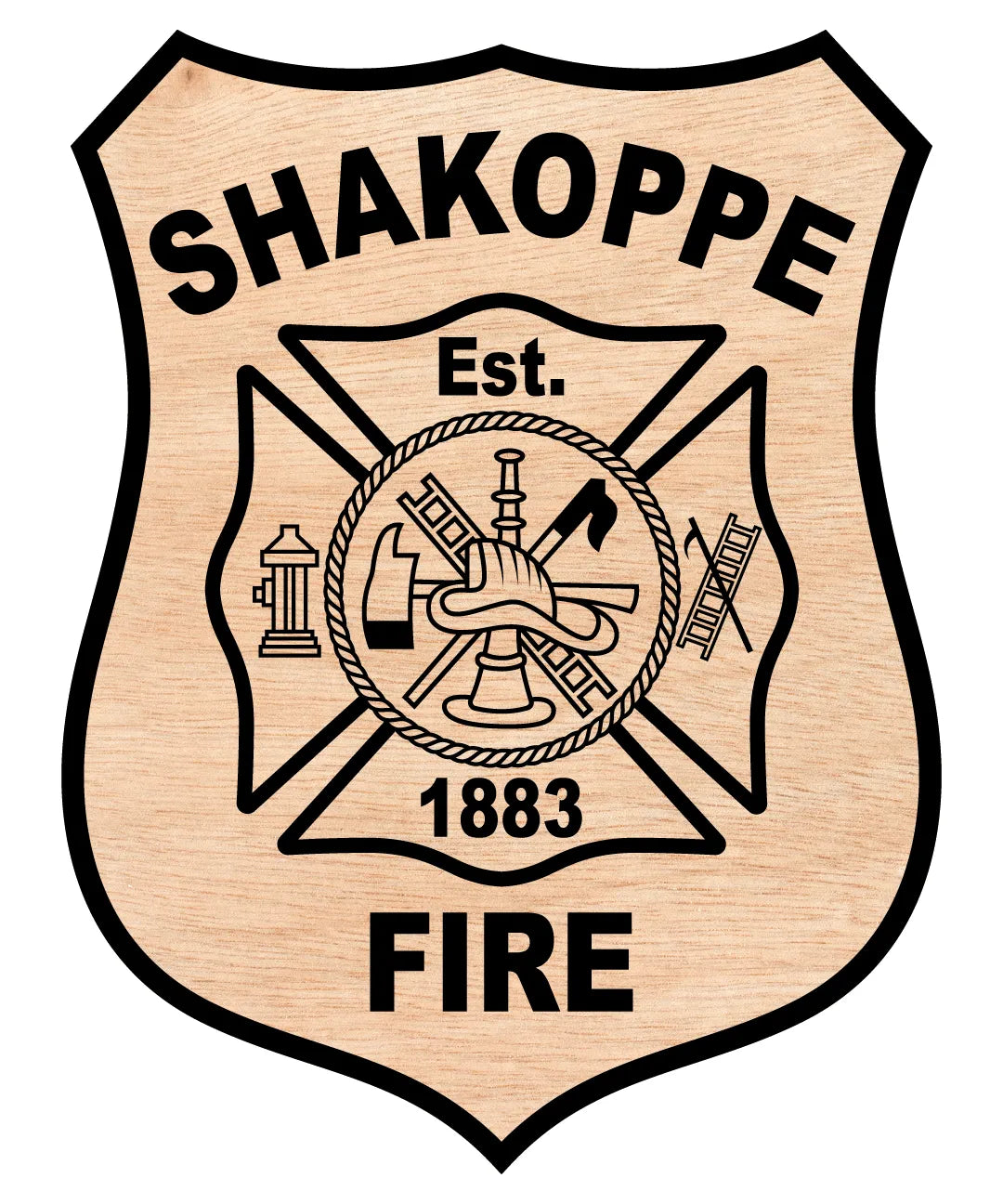 Shakopee Fire Department Badge SVG

Firefighter Shield Vector

Maltese Cross Scramble Emblem

Firefighter Plaque Engraving File

Shakopee Fire Sign CNC File
