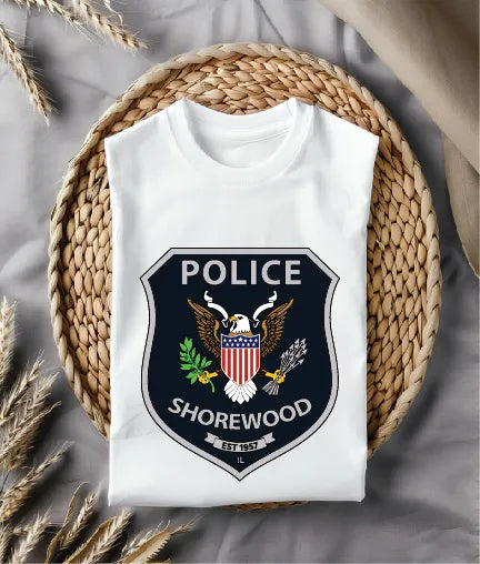 Shorewood Police Department Patch SVG

Illinois Law Enforcement Vector

Police Shield Eagle Flag Emblem

Officer Plaque Engraving File

Shorewood Police Sign CNC File