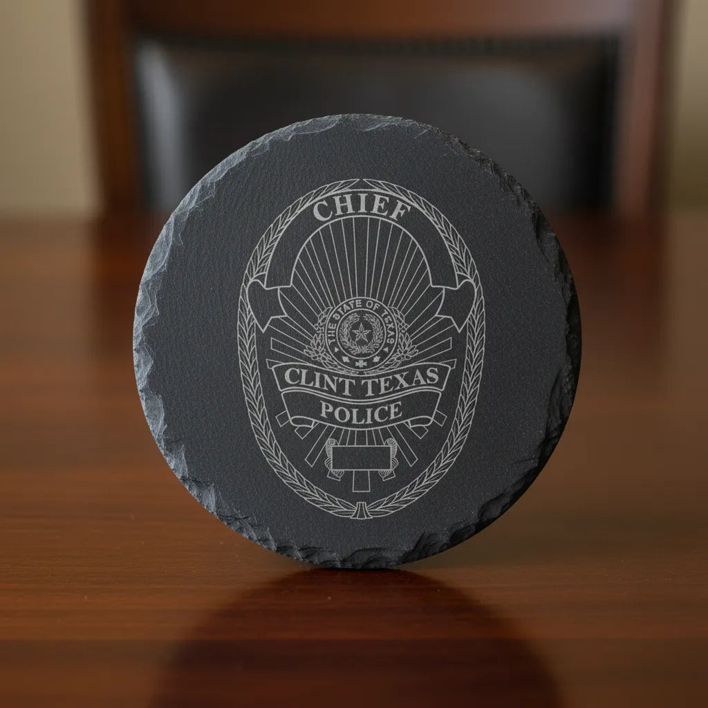 Clint Texas Police Chief Badge SVG

Texas Law Enforcement Vector Design

Police Chief Badge Engraving File

Clint Police Sign CNC File

Oval Sunburst Badge Vector for Laser Cutting