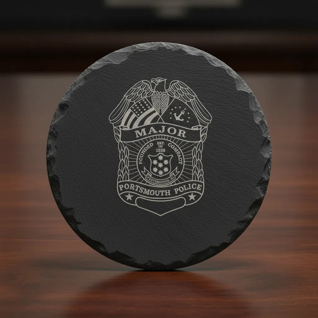 Portsmouth Police Major Badge SVG

Rhode Island Law Enforcement Vector

Eagle Shield Police Badge Engraving File

Portsmouth RI Police Sign CNC File

Law Enforcement Badge Vector for Lasers