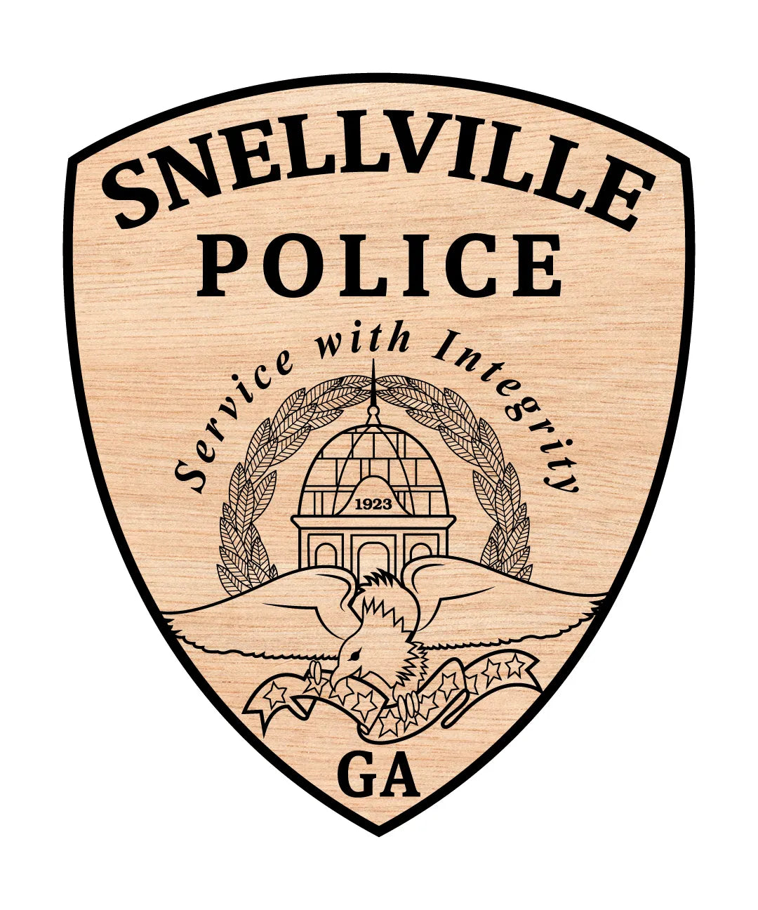 Snellville Police Patch SVG

Georgia Law Enforcement Vector

Police Shield Eagle Emblem

Officer Plaque Engraving File

Snellville Police Sign CNC File