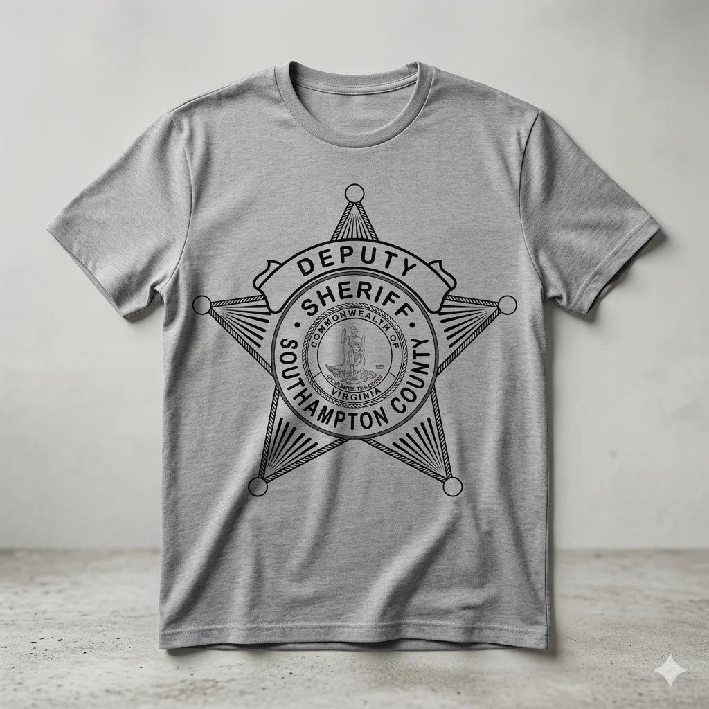 Southampton County Deputy Sheriff Badge SVG

Virginia Law Enforcement Vector Design

Deputy Sheriff Badge Engraving File

Southampton County VA Sign CNC File

Virginia State Seal Badge Vector for Lasers