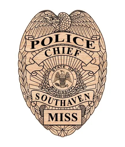 Southaven Police Chief Badge SVG

Mississippi Law Enforcement Vector

Police Chief Badge Engraving File

Southaven Police Sign CNC File

Chief Badge Vector for Laser Cutting
