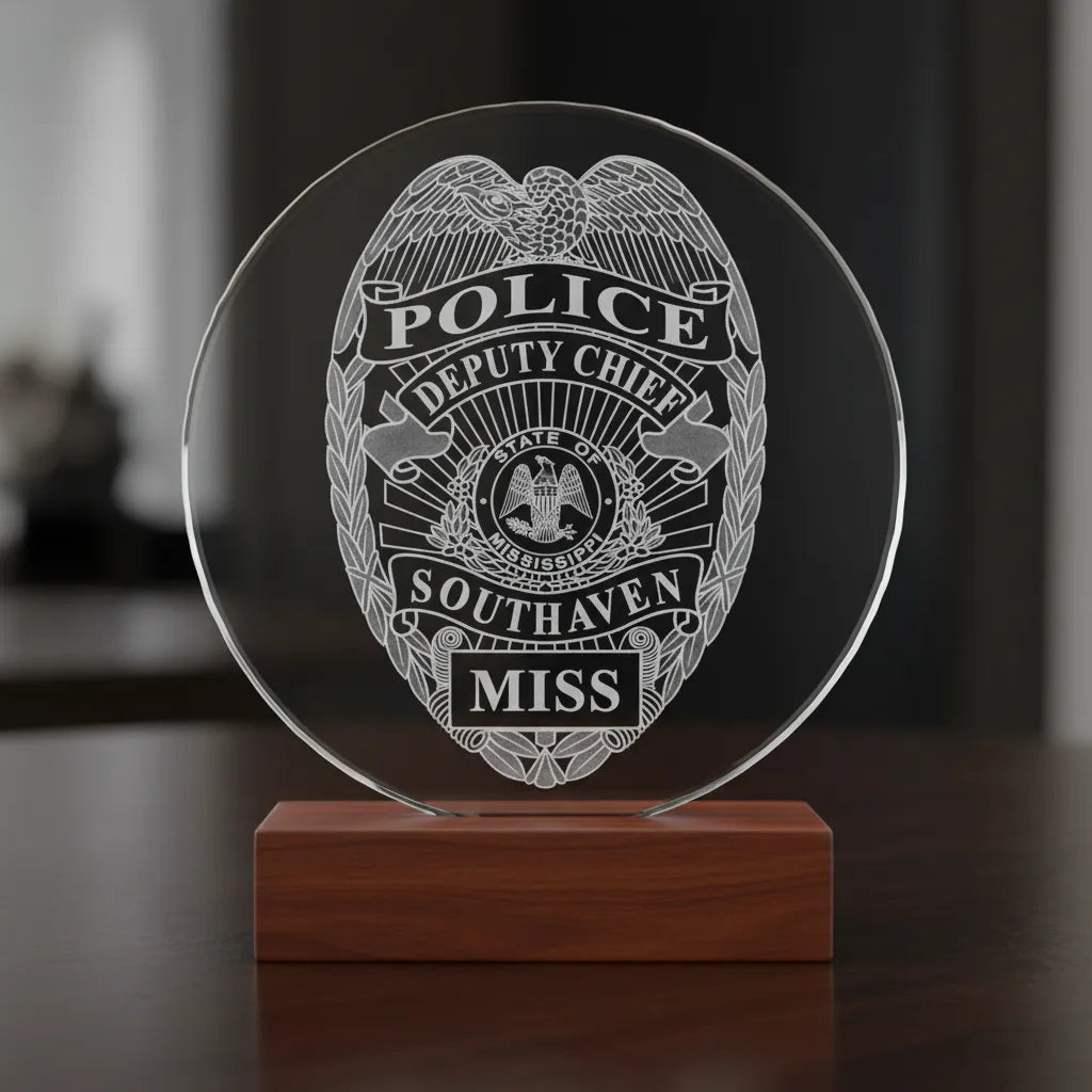 Southaven Police Deputy Chief Badge SVG

Mississippi Law Enforcement Vector

Deputy Chief Badge Engraving File

Southaven Police Sign CNC File

Deputy Chief Badge Vector for Laser Cutting