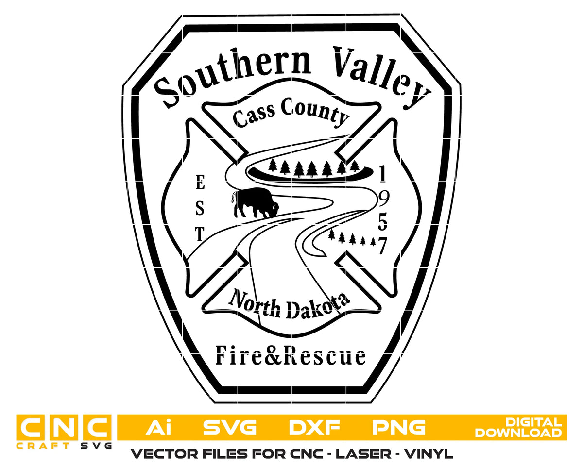 Southern Valley Fire Rescue Patch SVG North Dakota Firefighter Vector
