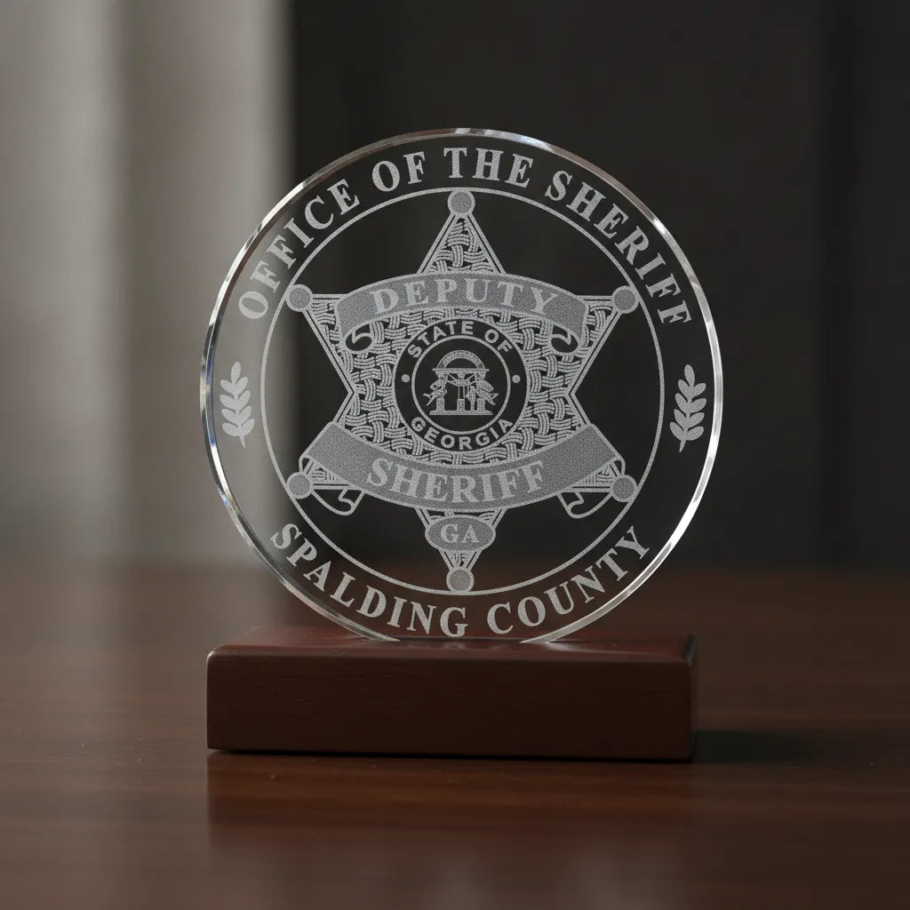 Spalding County GA Deputy Sheriff Badge SVG

Georgia Law Enforcement Circular Vector

State of Georgia Seal Engraving File

5 Point Star Deputy Badge Sign CNC File

Sheriff Department Vector for Lasers