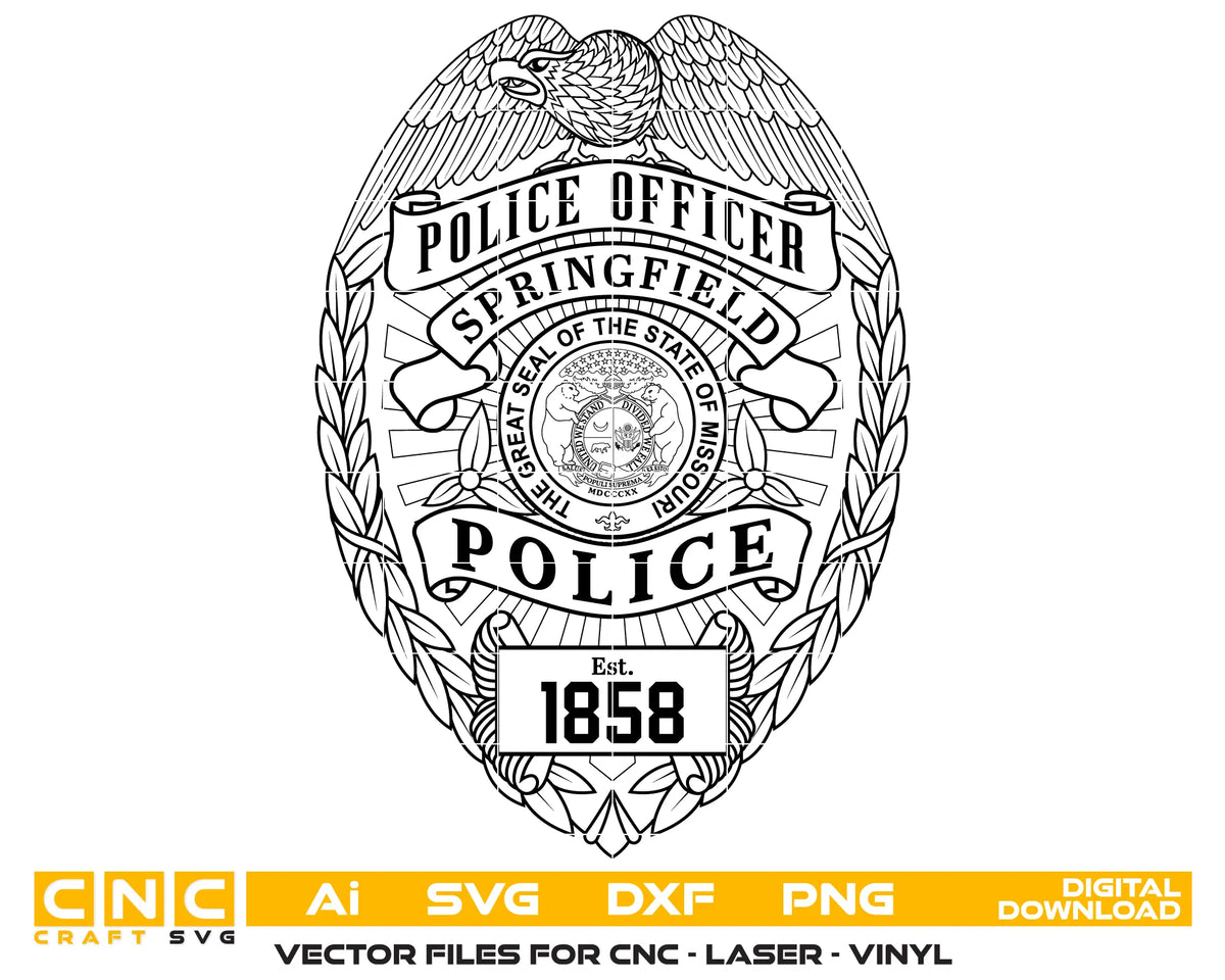 Springfield Police Officer Badge SVG Missouri Law Enforcement Vector