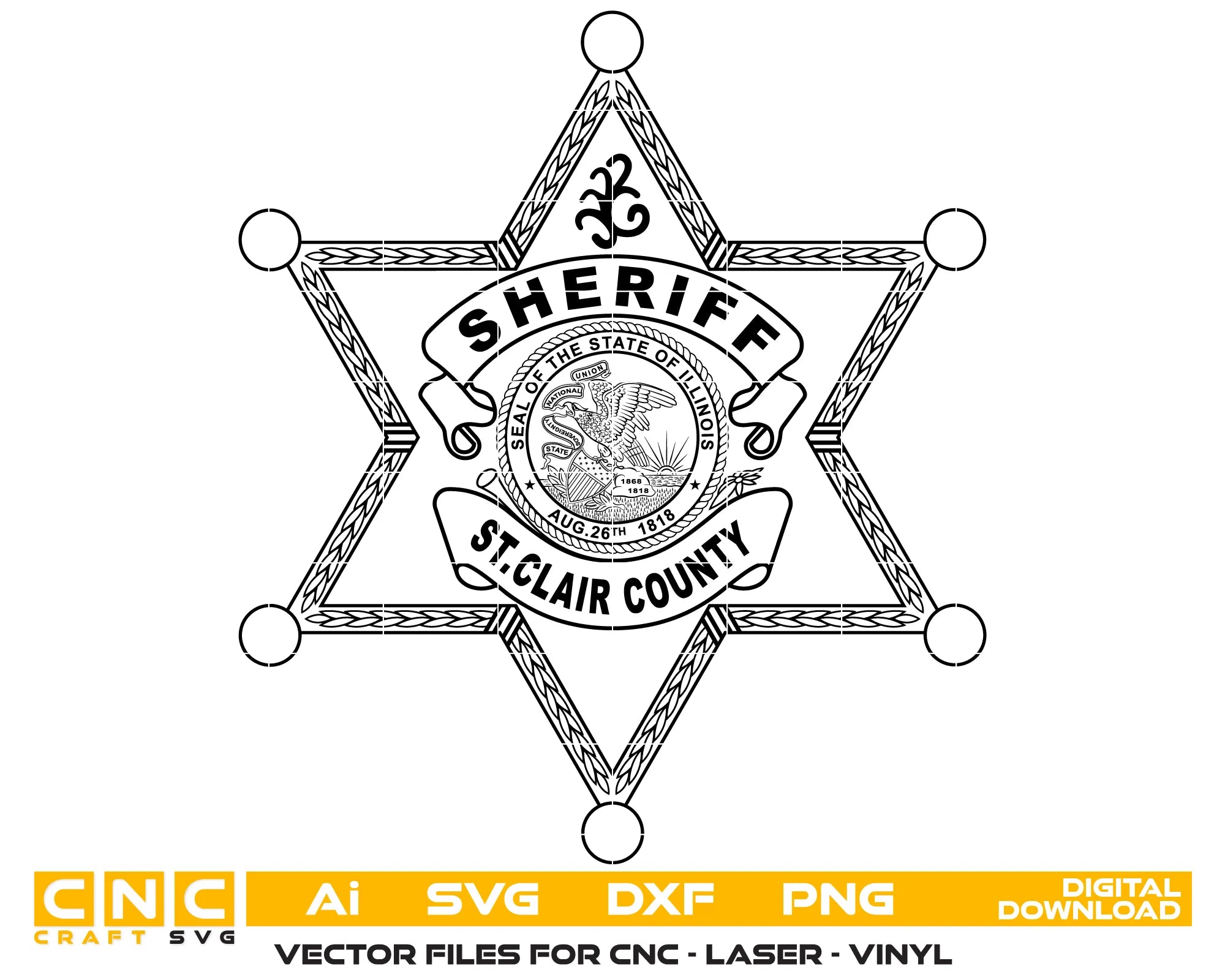 St. Clair County Sheriff Office Badge SVG Illinois Law Enforcement Vector