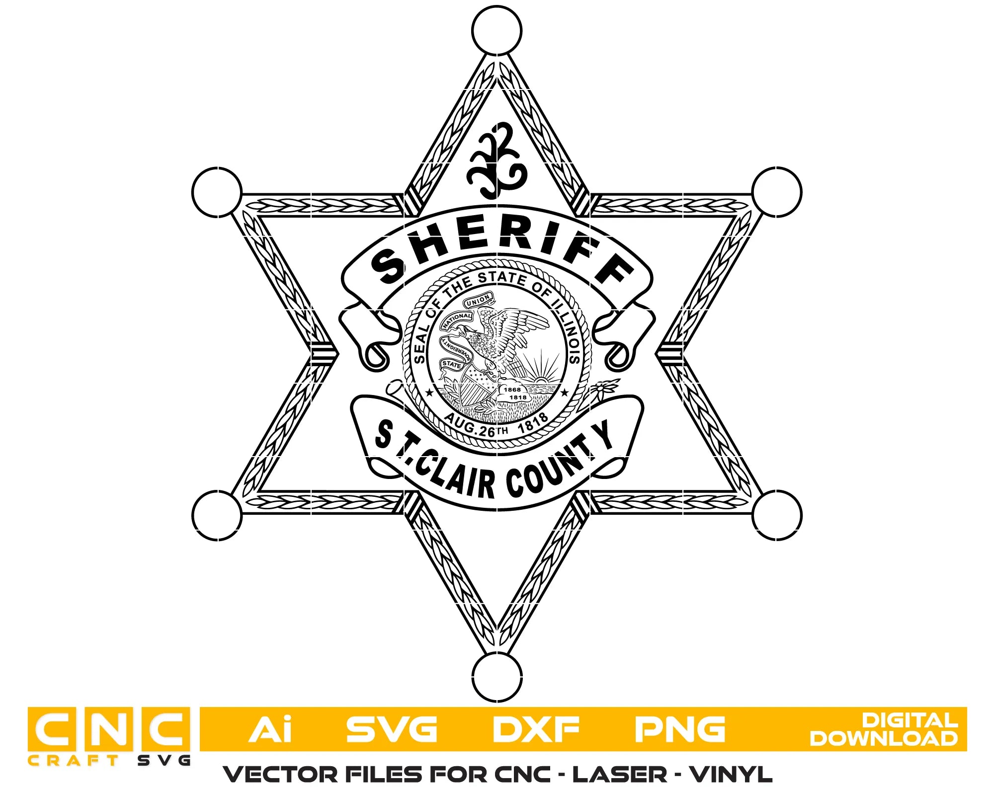 St. Clair County Sheriff Office Badge SVG Illinois Law Enforcement Vector
