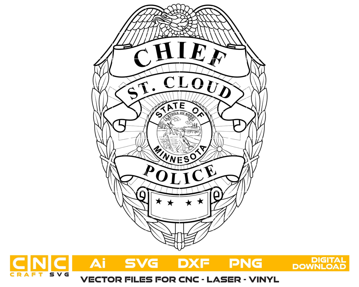St. Cloud Police Chief Badge Minnesota SVG Police Vector