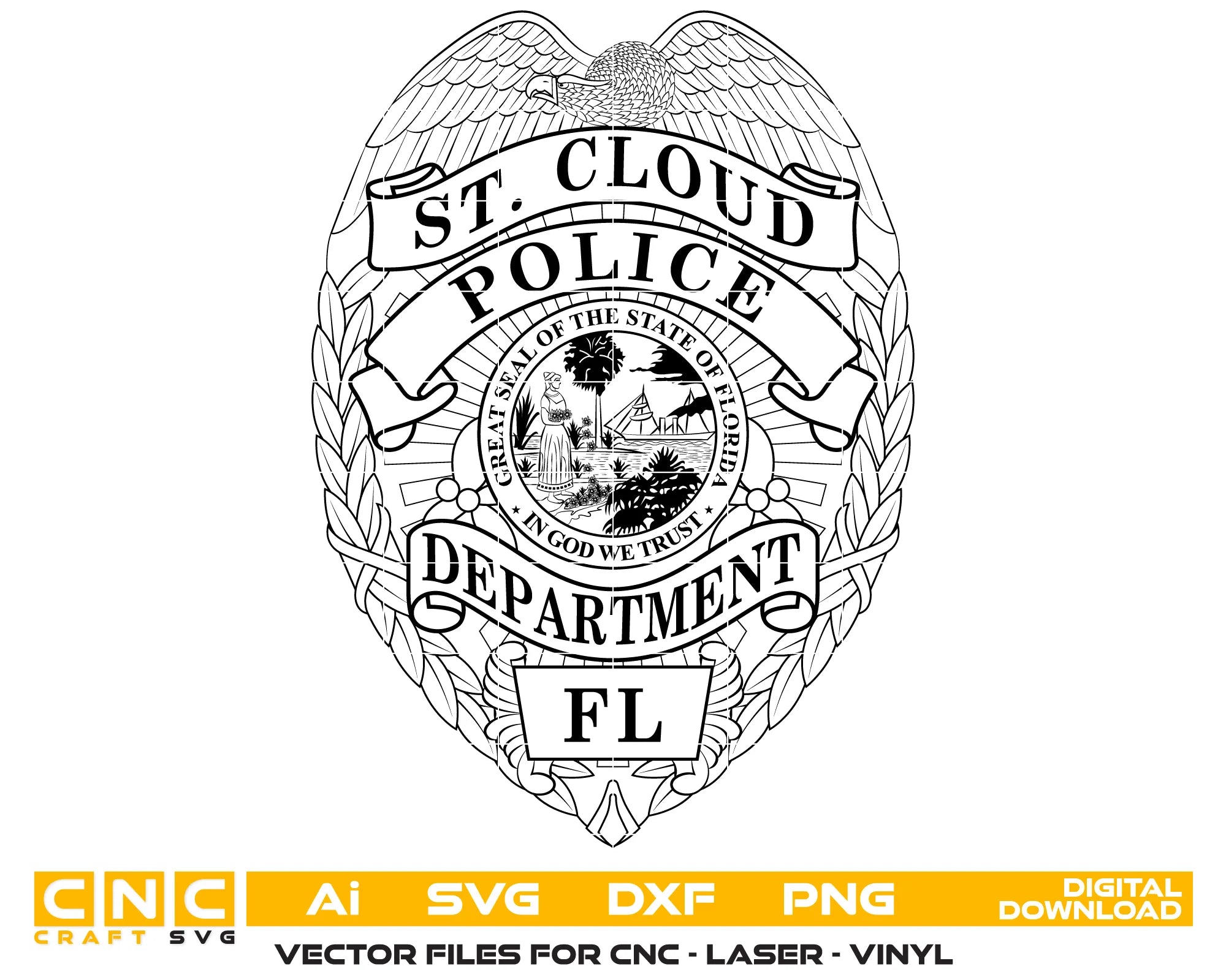 St. Cloud Police Department Badge SVG Florida Law Enforcement Vector