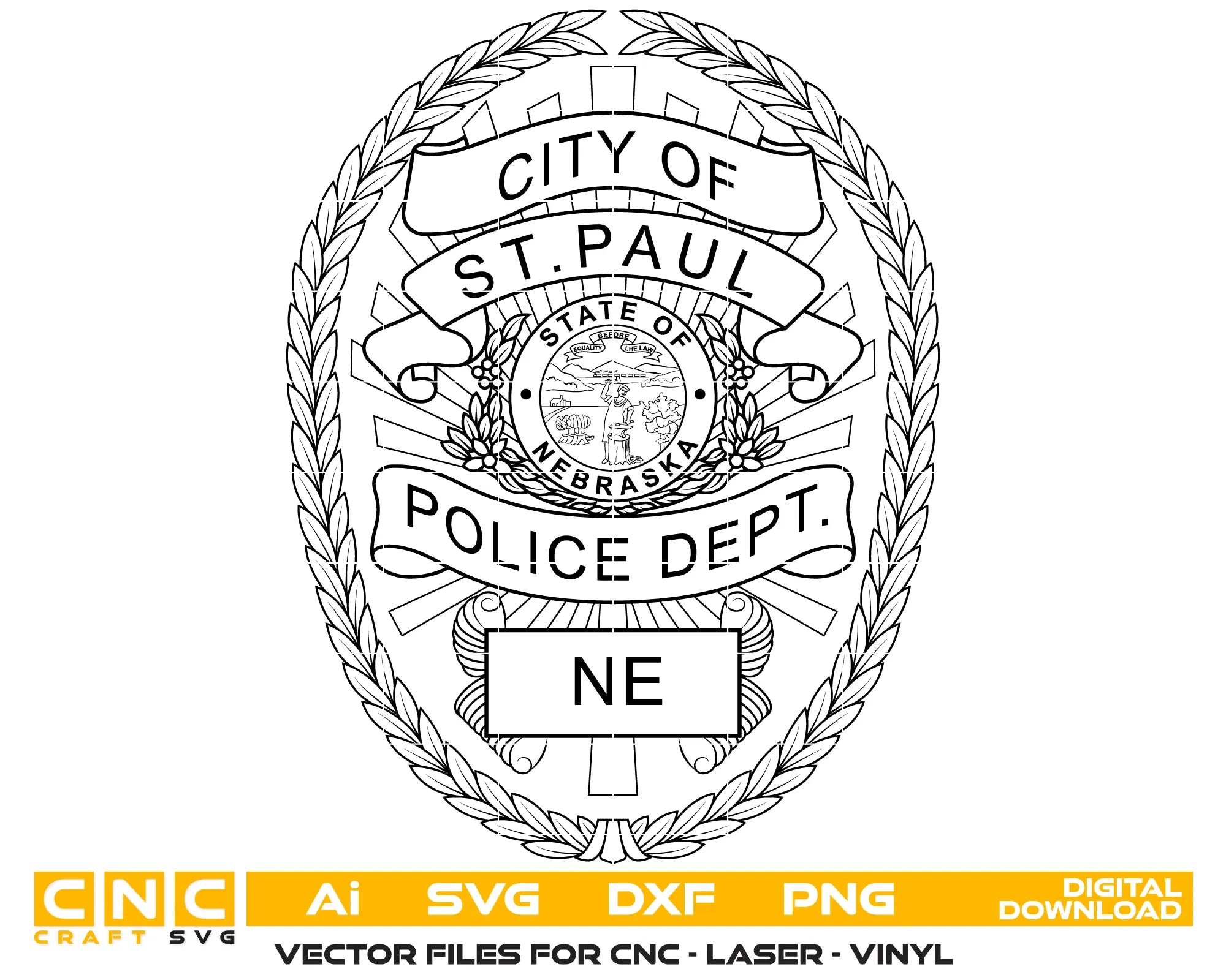 St. Paul Police Department Badge SVG Nebraska Law Enforcement Vector