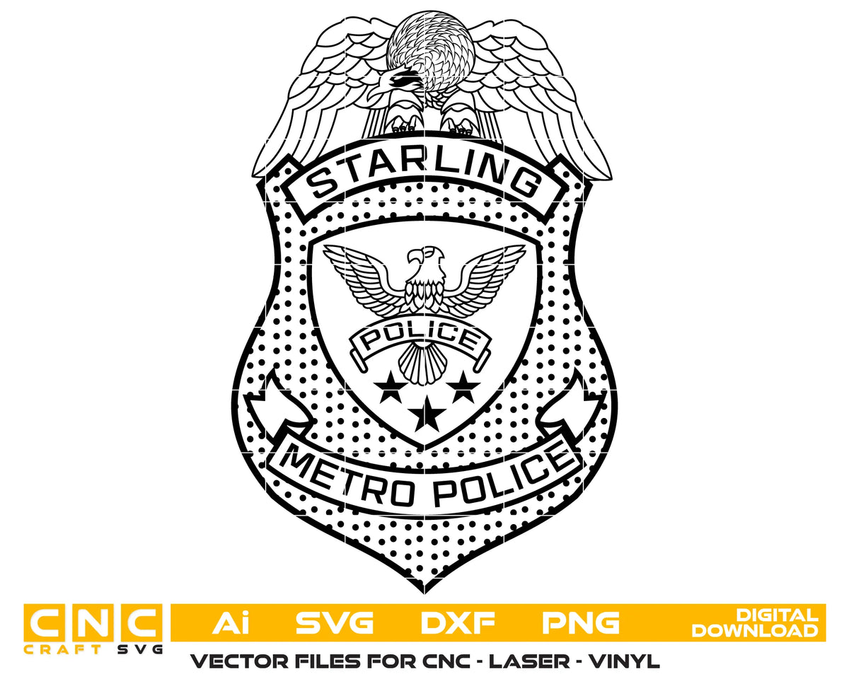 Starling City Metro Police Badge SVG Law Enforcement Vector