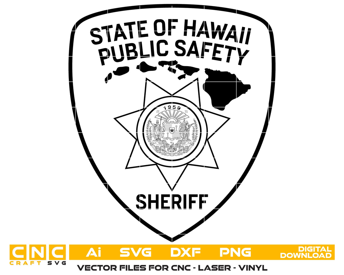 State of Hawaii Public Safety Sheriff Patch SVG Hawaii Law Enforcement Vector