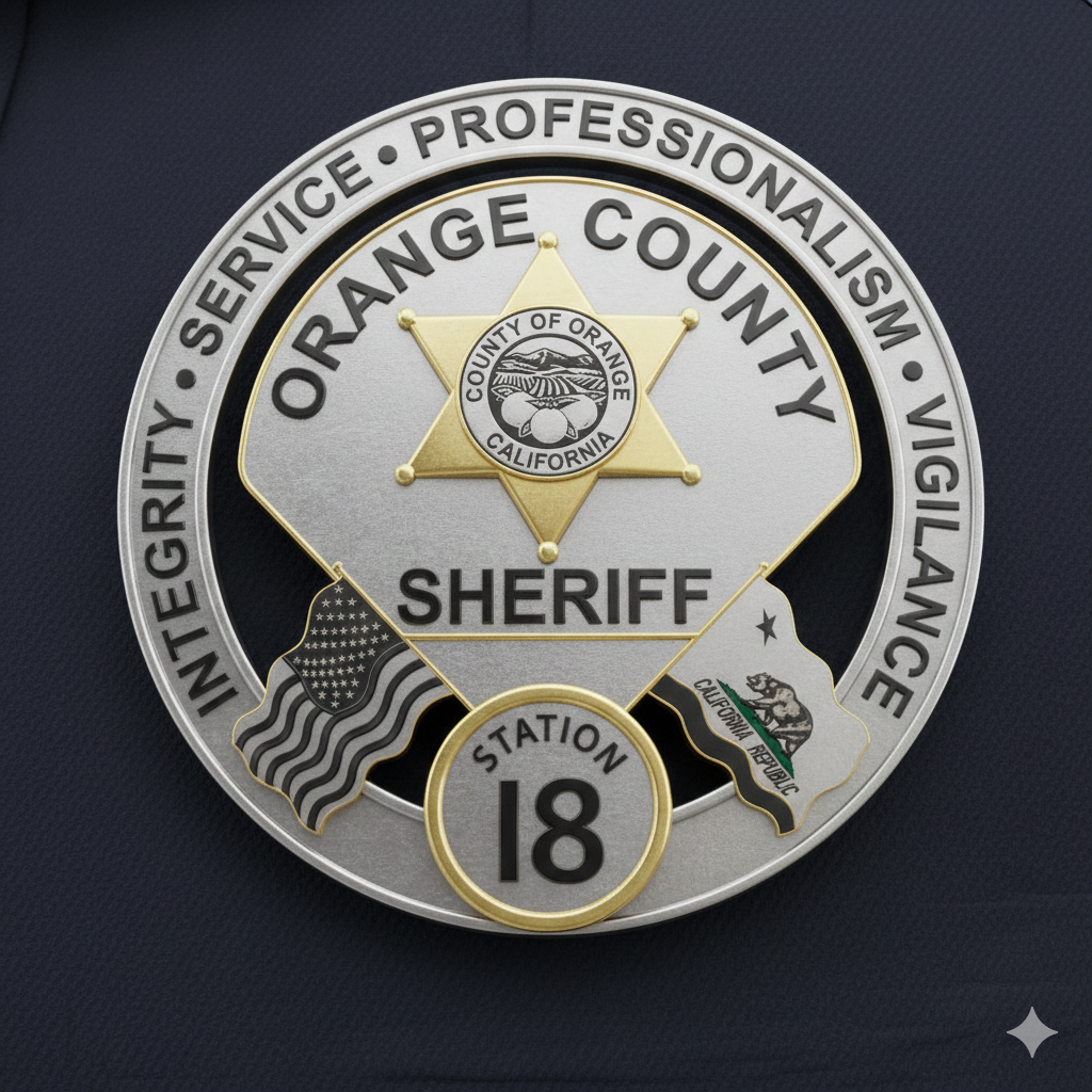California Orange County Sheriff Badge SVG, Orange County Sheriff Badge Vector, CA Sheriff Badge SVG, Law Enforcement Sheriff Emblem, Police Shield Vector, Badge Engraving File
