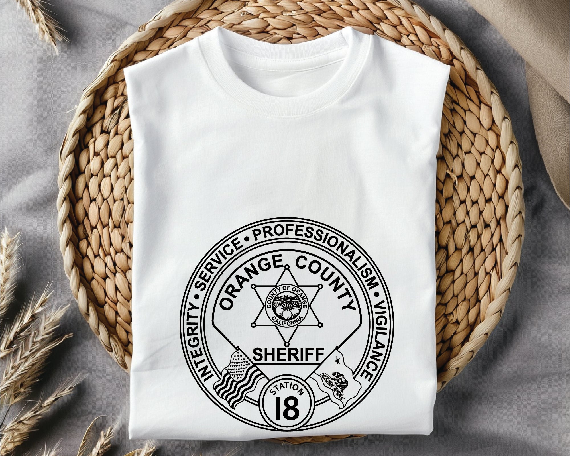 California Orange County Sheriff Badge SVG, Orange County Sheriff Badge Vector, CA Sheriff Badge SVG, Law Enforcement Sheriff Emblem, Police Shield Vector, Badge Engraving File