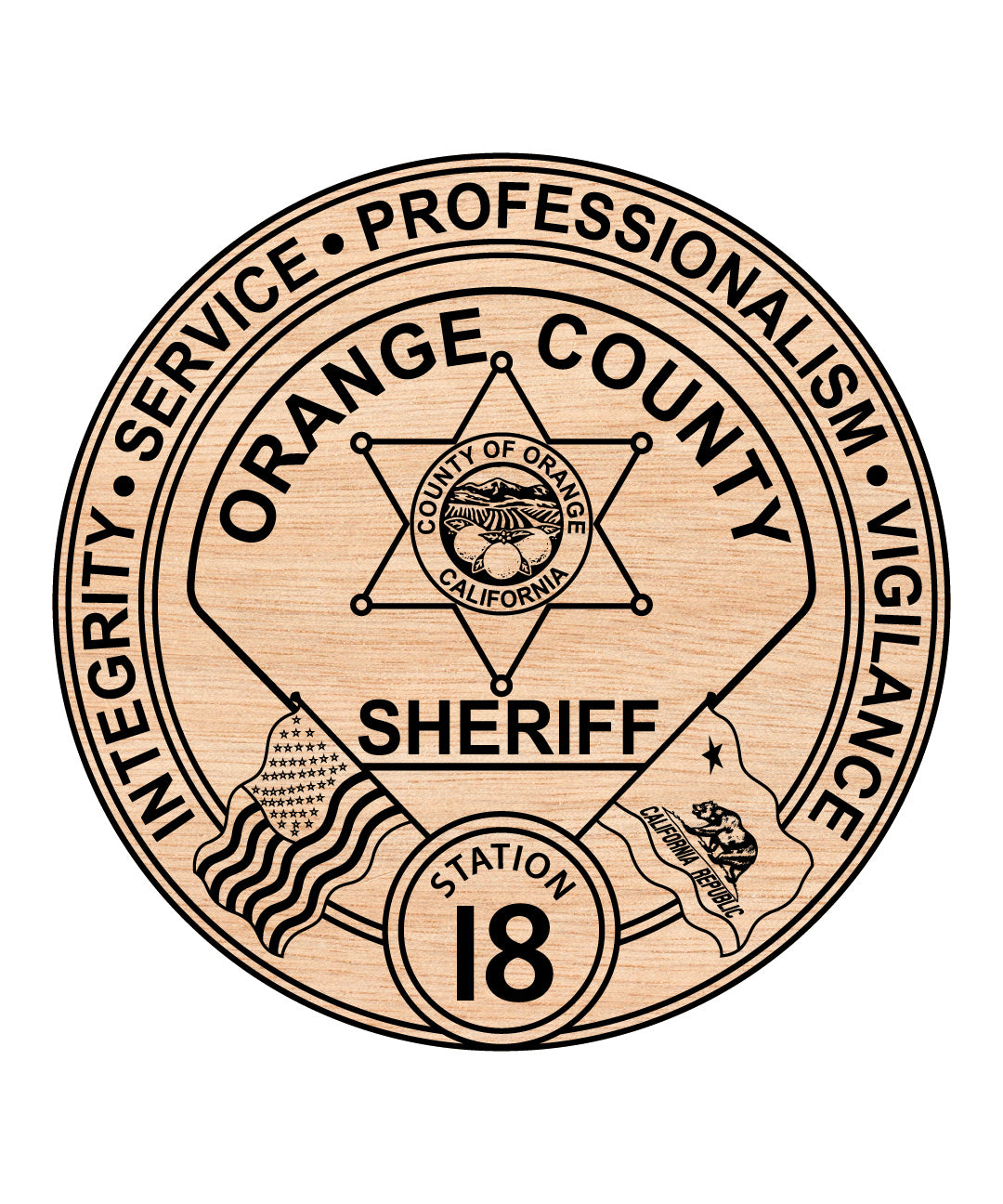California Orange County Sheriff Badge SVG, Orange County Sheriff Badge Vector, CA Sheriff Badge SVG, Law Enforcement Sheriff Emblem, Police Shield Vector, Badge Engraving File