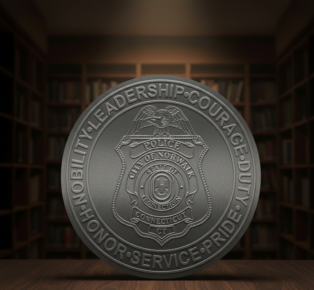 Norwalk Police Department Badge SVG

Connecticut Law Enforcement Vector Design

State of Connecticut Seal Police Emblem

Circular Police Shield Engraving File

Norwalk CT Police Sign CNC File
