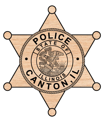 Canton Police Department Badge SVG

Illinois Law Enforcement Vector Design

State of Illinois Seal Police Emblem

Six Point Star Badge Engraving File

Canton IL Police Sign CNC File