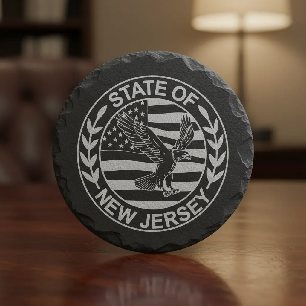 State of New Jersey Eagle Logo SVG

Patriotic Eagle and Flag Vector Design

New Jersey State Pride Engraving File

Soaring Bald Eagle Sign CNC File

American Flag Circular Seal Vector for Laser Cutting