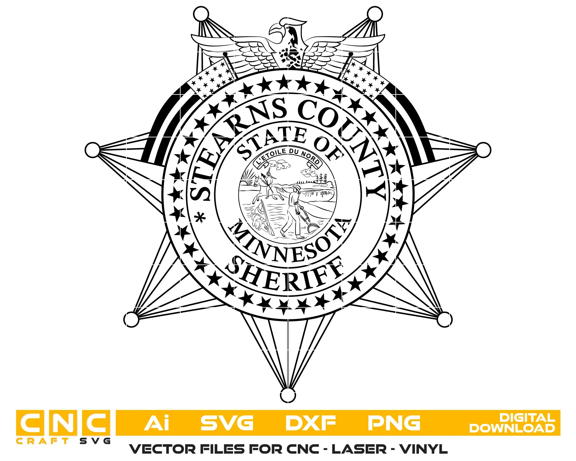 Stearns County Sheriff Office Badge SVG Minnesota Law Enforcement Vector