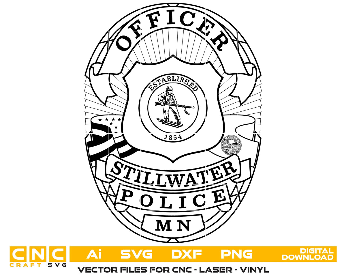 Stillwater Police Officer Badge Minnesota SVG Police Vector