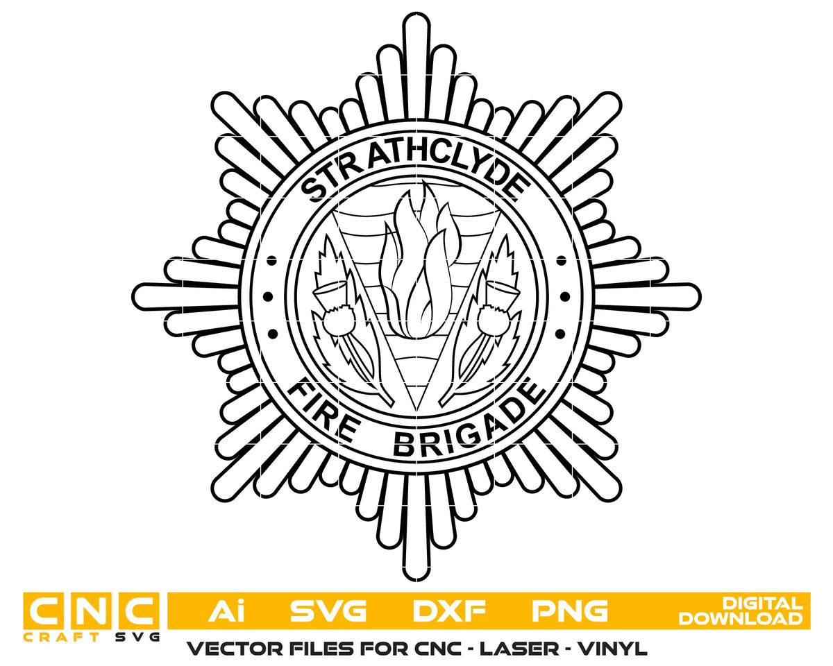 Strathclyde Fire Brigade Badge SVG Fire Rescue Emblem Vector