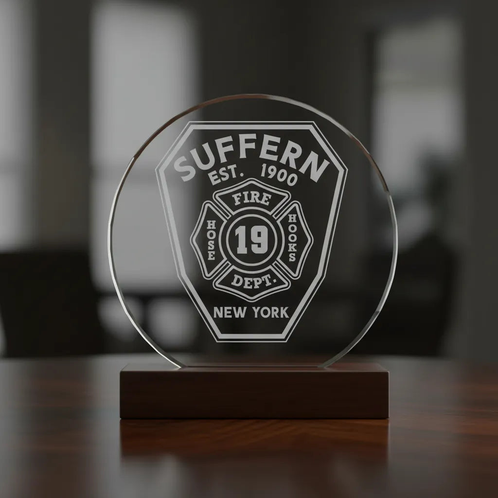 Suffern Fire Department Badge SVG

New York Firefighter Vector

Maltese Cross Shield Emblem

Firefighter Plaque Engraving File

Suffern Fire Sign CNC File