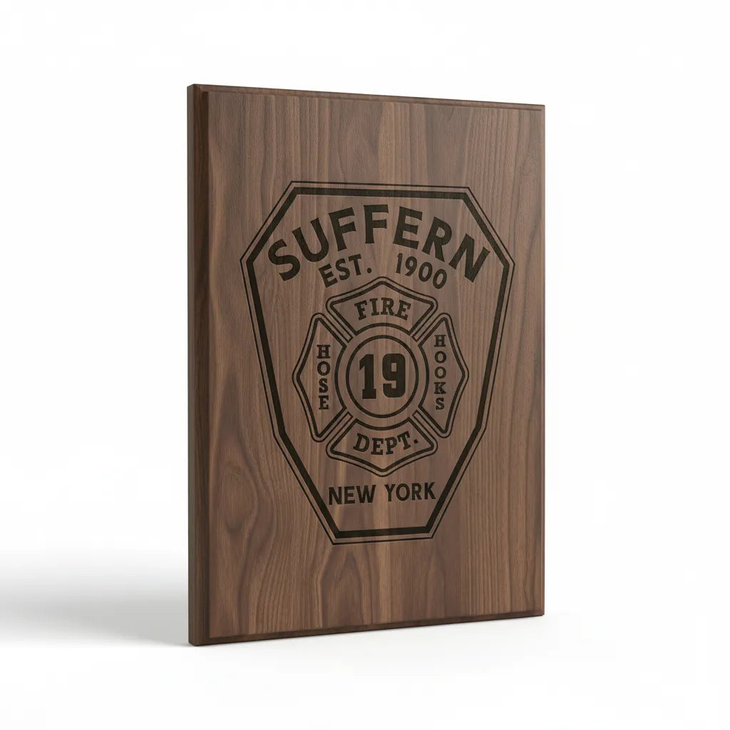 Suffern Fire Department Badge SVG

New York Firefighter Vector

Maltese Cross Shield Emblem

Firefighter Plaque Engraving File

Suffern Fire Sign CNC File