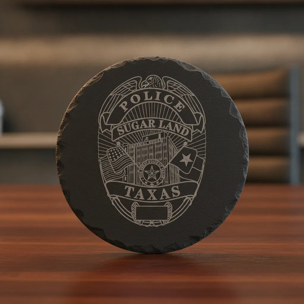 Sugar Land TX Police Department Badge SVG

Texas Law Enforcement Shield Vector

Imperial Sugar Building Engraving File

Eagle Topped Police Badge Sign CNC File

Blank Plate Police Shield Vector for Lasers