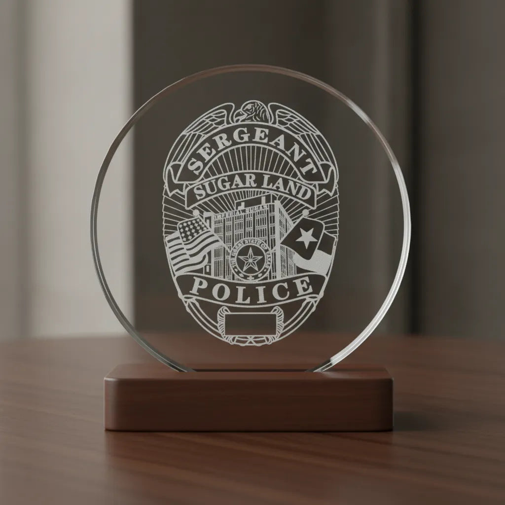 Sugar Land TX Police Sergeant Badge SVG

Texas Law Enforcement Shield Vector

Imperial Sugar Building Engraving File

Eagle Topped Sergeant Badge Sign CNC File

Blank Plate Police Shield Vector for Lasers