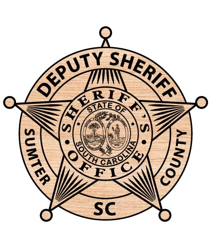 Sumter County Deputy Sheriff Badge SVG

South Carolina Law Enforcement Vector

Deputy Sheriff 5-Point Star Emblem

Officer Plaque Engraving Design

Sumter County Badge CNC Vector File