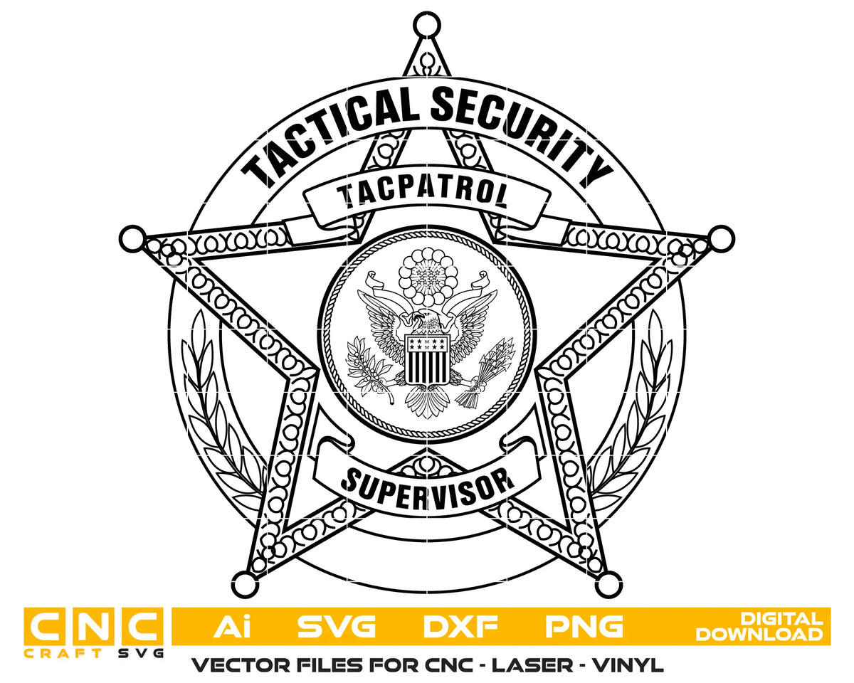 Tactical Security Supervisor Badge SVG TacPatrol Star Vector