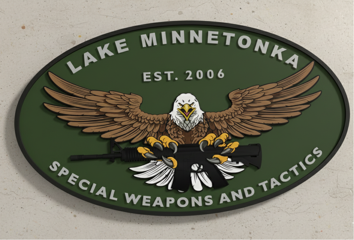 Lake Minnetonka SWAT Patch Color SVG

Tactical Eagle Rifle Vector Design

Minnesota SWAT Team Logo Olive Green

Full Color Law Enforcement Patch Vector

SWAT Est 2006 Emblem for Printing
