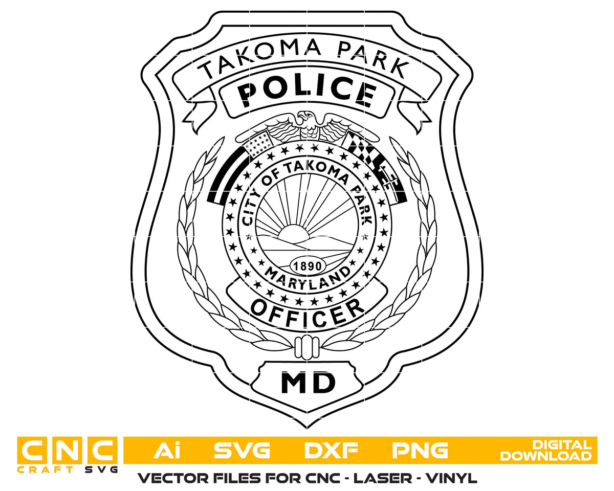 Takoma Park Police Officer Badge SVG Maryland Law Enforcement Vector