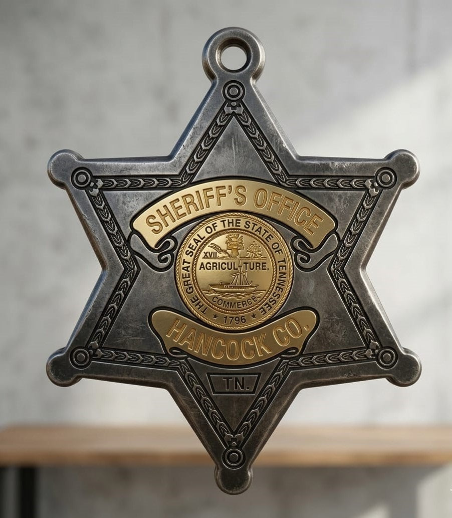 Hancock County Sheriff Badge SVG

Tennessee Law Enforcement Vector

Sheriff Office 5-Point Star Emblem

Deputy Plaque Engraving File

Hancock County Sign CNC File