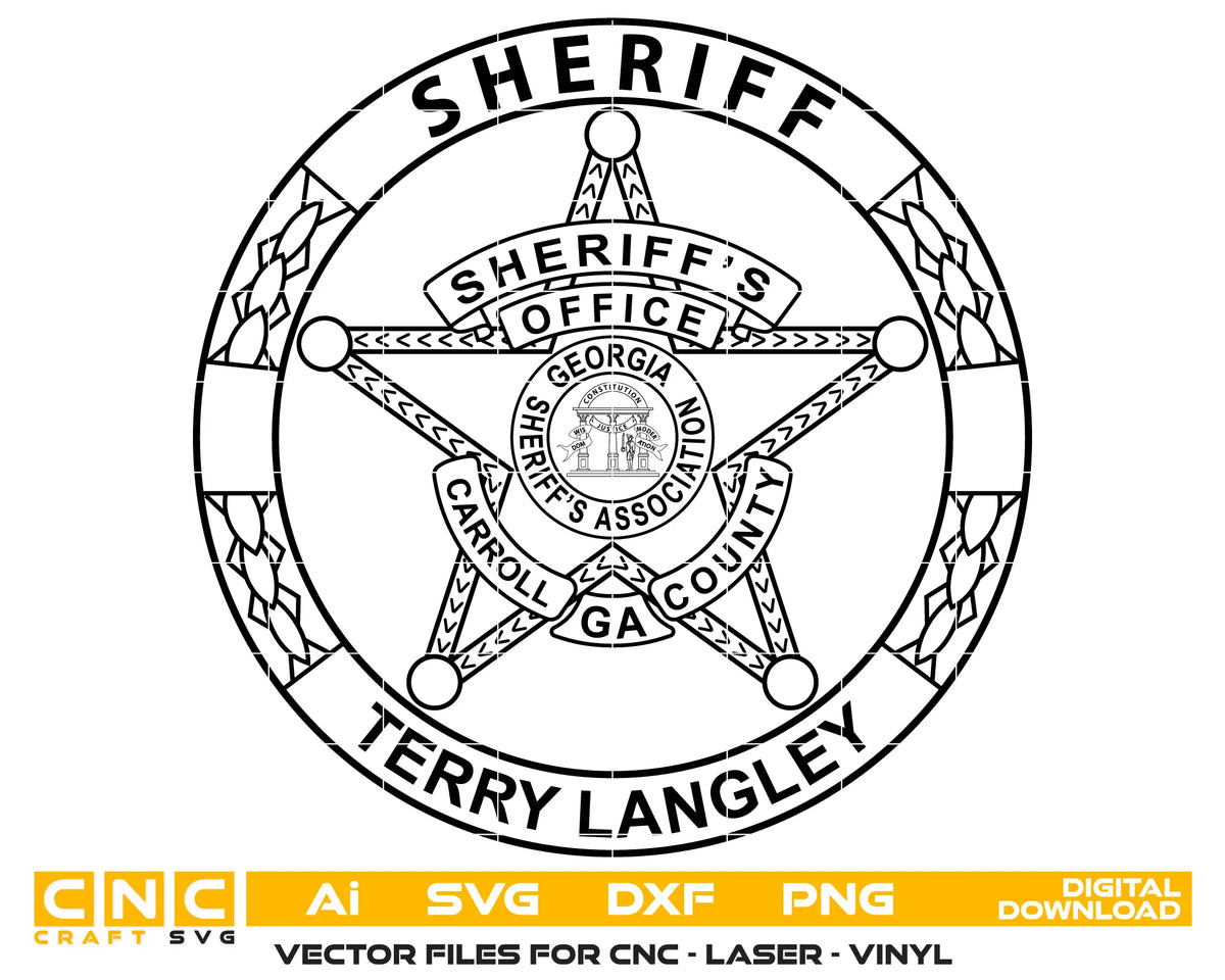 Terry Langley Sheriff Office Badge Ga SVG Police Vector