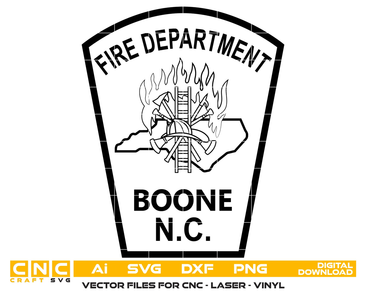 Town of Boone Fire Department Patch SVG North Carolina Firefighter Vector