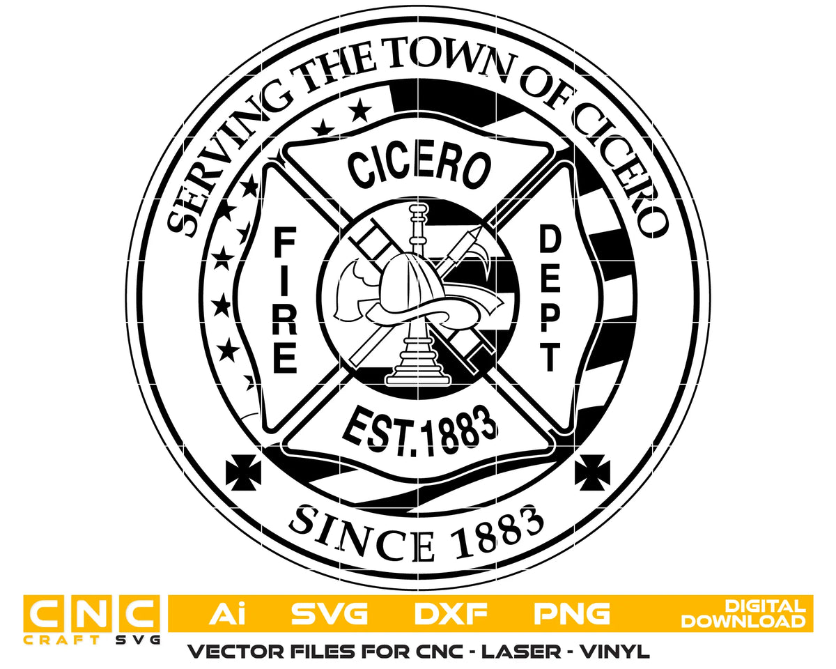 Town Of Cicero Fire Department Badge SVG Fire Rescue Vector