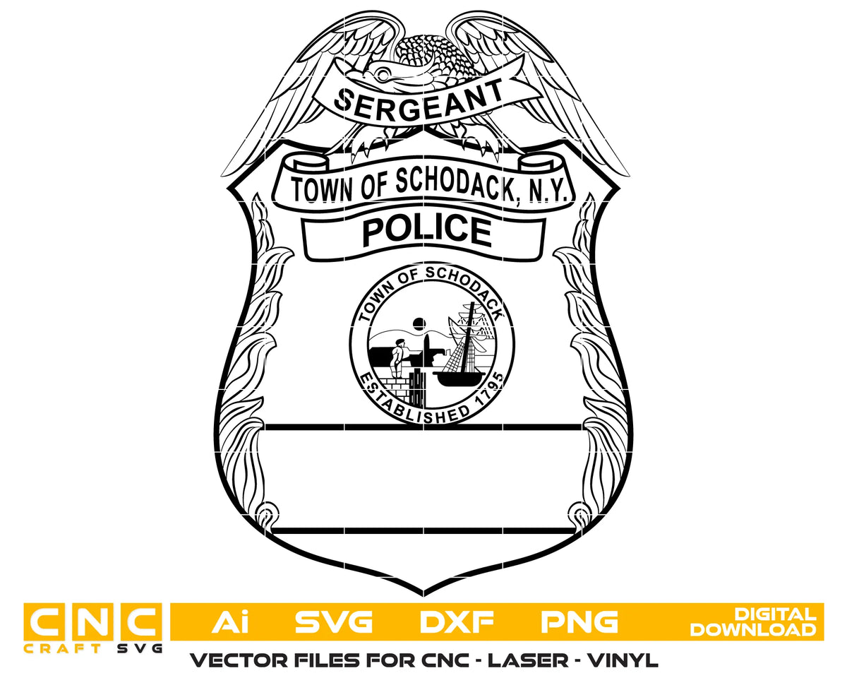 Town of Schodack Police Sergeant Badge SVG New York Law Enforcement Vector