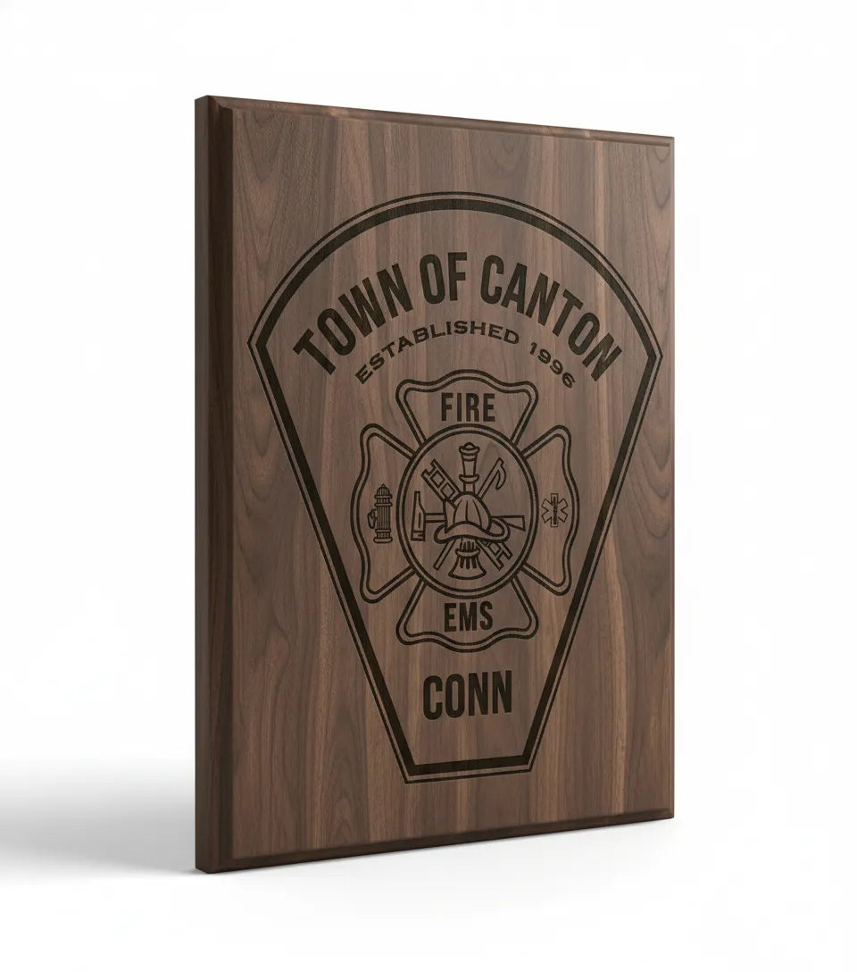 Town of Canton Fire EMS Badge SVG

Connecticut First Responder Vector Design

Firefighter Maltese Cross Engraving File

Canton CT Fire Rescue Sign CNC File

Fire and EMS Shield Patch Vector for Laser Cutting