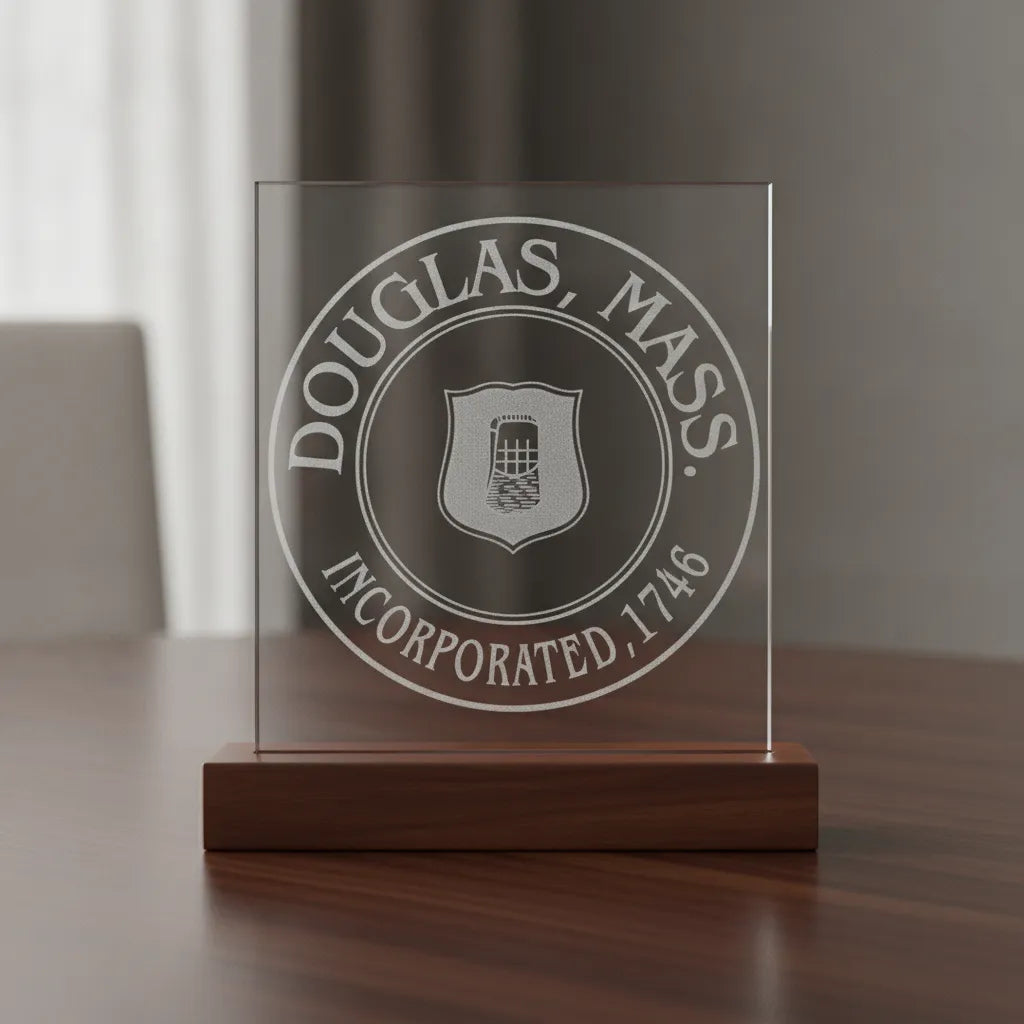 Town of Douglas MA Seal SVG

Massachusetts Municipal Seal Vector

Historic Axe Head Shield Engraving File

Douglas Mass Incorporated 1746 CNC File

Town Civic Logo Vector for Lasers