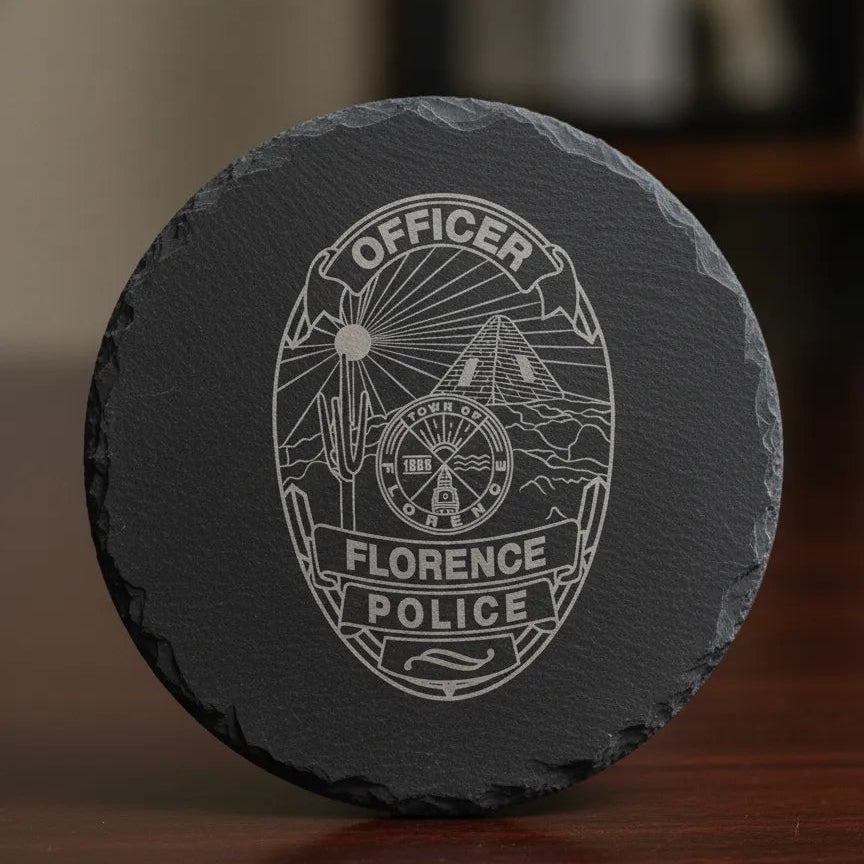 Town of Florence Police Badge SVG

Arizona Law Enforcement Vector Design

Desert Scene Oval Badge Engraving File

Florence AZ Police Sign CNC File

Police Officer Badge Vector for Laser Cutting